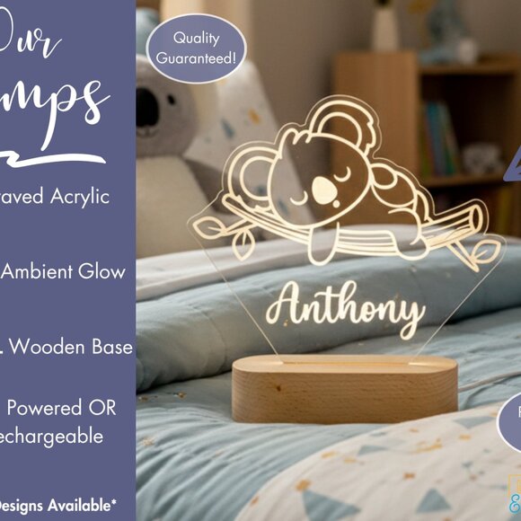 Personalized Koala Night Light – Custom LED Lamp for Kids - Picture 3 of 8